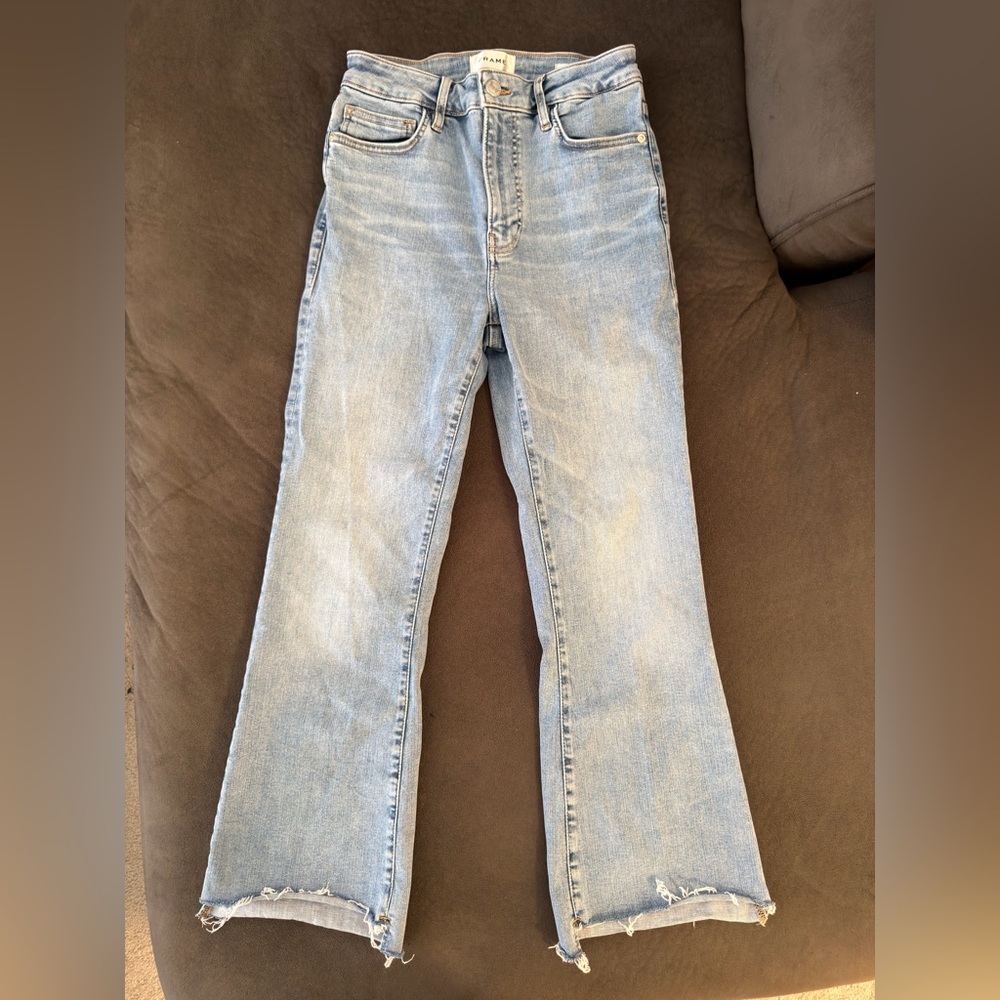 FRAME Le Crop Mini Boot Jeans Women’s Size 26 Light Wash Raw Hem